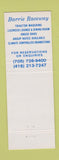 Matchbook Cover - Barrie Horse Racing ON harness
