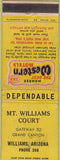 Matchbook Cover - Mt Williams Court Williams AZ Grand Canyon WEAR