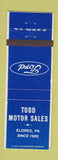 Matchbook Cover - Todd Ford Motor Sales Eldred PA