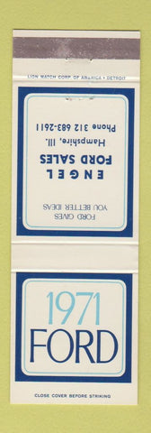 Matchbook Cover - 1971 Ford Engel Hampshire IL