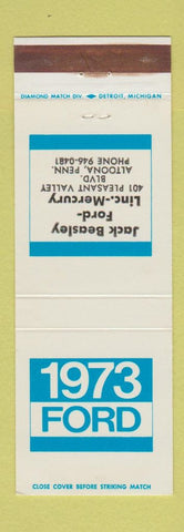 Matchbook Cover - 1973 Ford Altoona PA Jack Beasley Lincoln Mercury