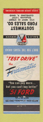 Matchbook Cover - 1951 Ford Southwest Cleveland OH CREASE