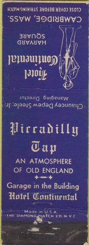 Matchbook Cover - Piccadilly Tap Cambridge MA Hotel Continental