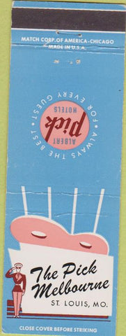 Matchbook Cover - The Pick Melbourne St Louis MO hotel
