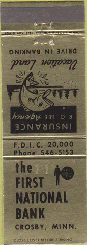 Matchbook Cover - First National Bank Crosby MN