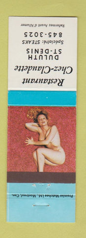 Matchbook Cover - Restaurant Chez Claudette Duluth ST Denis QC pinup