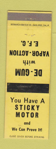 Matchbook Cover - De Gum Vapor Action Wynoil Labs Azusa CA WEAR