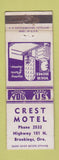 Matchbook Cover - Crest Motel Brookings OR WEAR