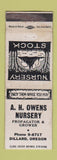 Matchbook Cover - AH Owens Nursery Dillard OR WORN