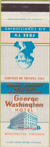 Matchbook Cover - George Washington Hotel Winchester VA