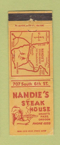 Matchbook Cover - Nandie's Steak House Grants Pass OR WEAR