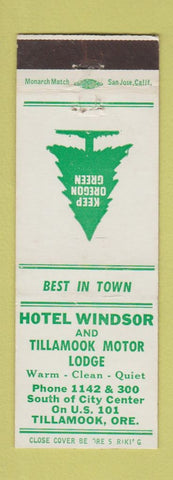 Matchbook Cover - Hotel Windsor Tillamook OR