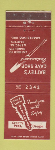 Matchbook Cover - Battey's Cave Shop Grants Pass OR WEAR
