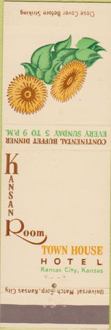 Matchbook Cover - Twin House Hotel Kansas City KS sunflower