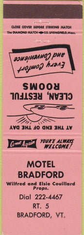 Matchbook Cover - Motel Bradford Bradford VT