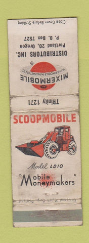 Matchbook Cover - Scoopmobile Mixer Tractors Portland OR WORN