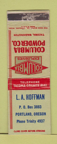 Matchbook Cover - Columbia Explosives LA Hoffman Portland OR WORN