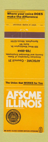 Matchbook Cover - State County Employees Union Springfield IL