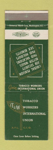Matchbook Cover - Tobacco Workers Union Washington DC