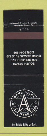 Matchbook Cover - All Star Cafe Miami Beach FL