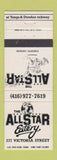Matchbook Cover - All Star Eatery Sports Bar Toronto ON