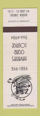 Matchbook Cover - The Taz Calgary AB