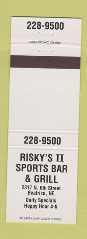Matchbook Cover - Risky's II Sports Bar Beatrice NE WHITE