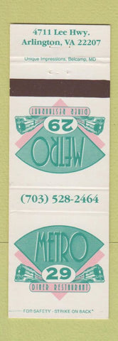 Matchbook Cover - Metro 29 Diner Restaurant Arlington VA