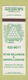 Matchbook Cover - Star Billiards London ON