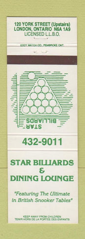 Matchbook Cover - Star Billiards London ON