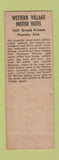 Matchbook Cover - Western Village Motor Hotel Phoenix AZ