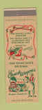Matchbook Cover - Ed's Chuck Wagon Restaurant Belmont San Francisco CA