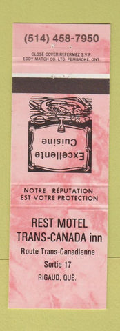 Matchbook Cover - Rest Motel Trans Canada Rigaud QC