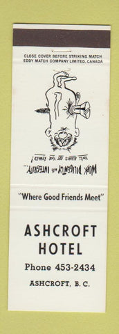 Matchbook Cover - Ashcroft Hotel Ashcroft BC