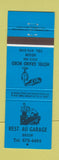 Matchbook Cover - Restaurant Au Garage Begin QC Hotel Grand Nord BLUE