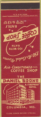 Matchbook Cover - Daniel Boone Hotel Columbia MO
