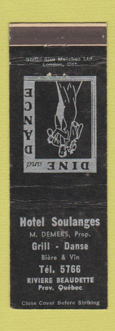 Matchbook Cover - Hotel Soulanges Riviere Beaudette QC