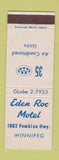 Matchbook Cover - Eden Roc Motel Winnipeg MB