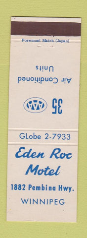 Matchbook Cover - Eden Roc Motel Winnipeg MB