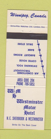 Matchbook Cover - Westminster Motor Hotel Winnipeg MB