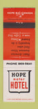 Matchbook Cover - Hope Motor Hotel Hope BC