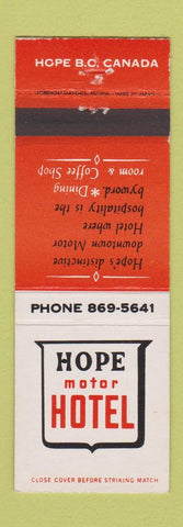 Matchbook Cover - Hope Motor Hotel Hope BC