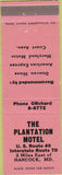 Matchbook Cover - Plantation Motel Hancock MD pink