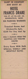 Matchbook Cover - Hotel Francis Drake Minneapolis MN