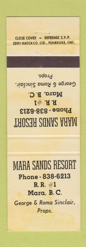 Matchbook Cover - Mara Sands Resort Mara BC