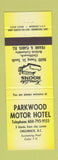 Matchbook Cover - Parkwood Motor Hotel Chilliwack BC
