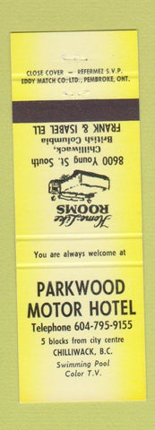 Matchbook Cover - Parkwood Motor Hotel Chilliwack BC