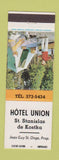 Matchbook Cover - Hotel Union St Stanislas de Kostka Quebec QC