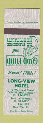 Matchbook Cover - Long View Hotel Old Orchard Beach Montreal QC