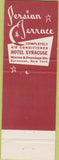Matchbook Cover - Persian Terrace Hotel Syracuse NY